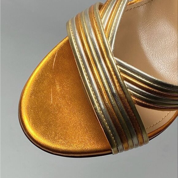 Aquazzura Ari Metallic Leather Ankle-Tie Sandals size 38.5 - Picture 10 of 13